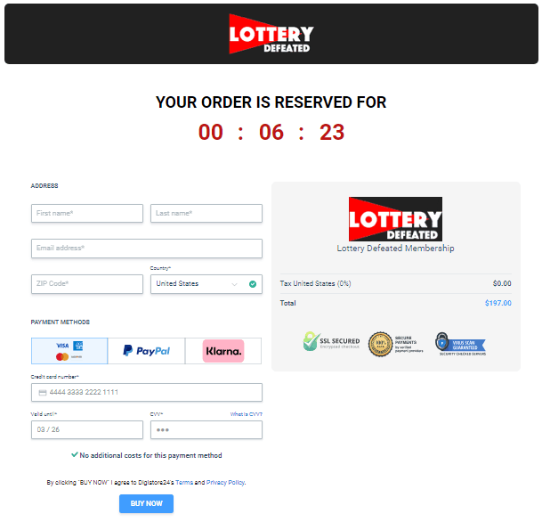 Lottery Defeater - Checkout Page